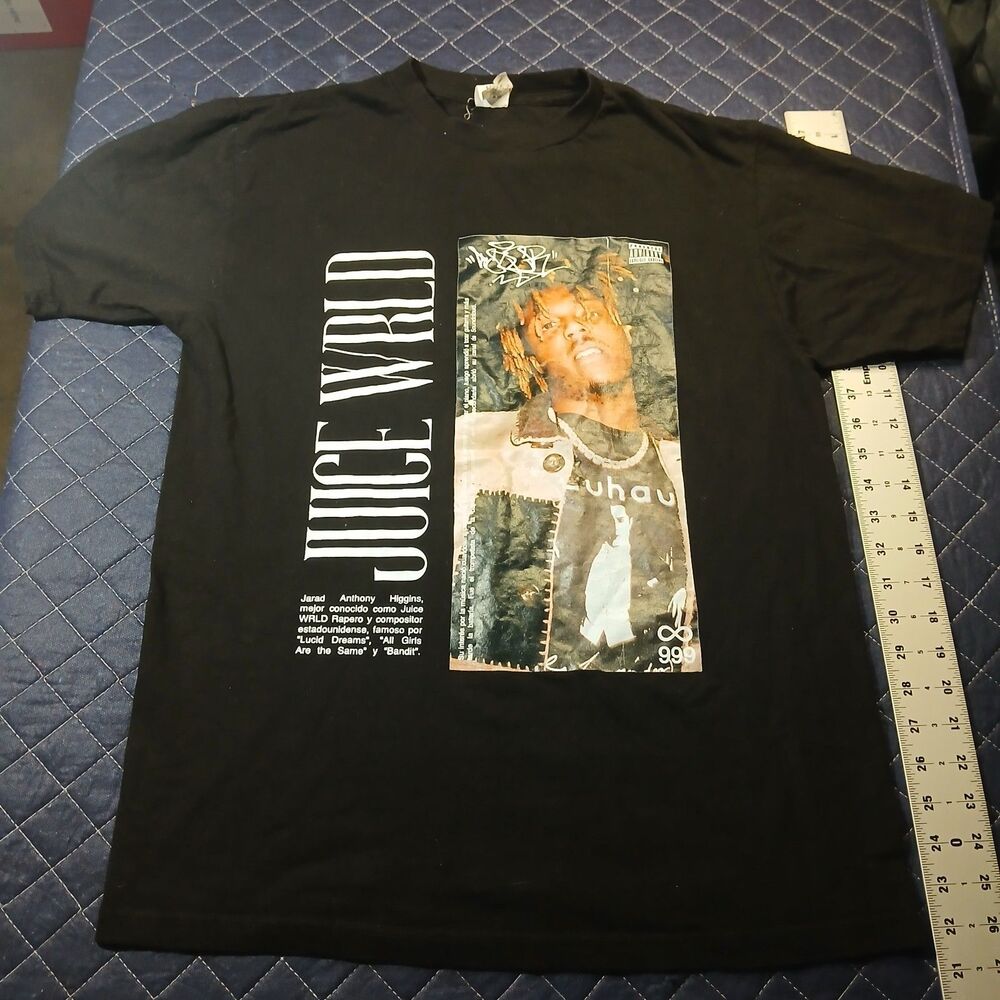 Juice Wrld H & U 999 Rap Hip Hop Men's Black T-Shirt Size Medium